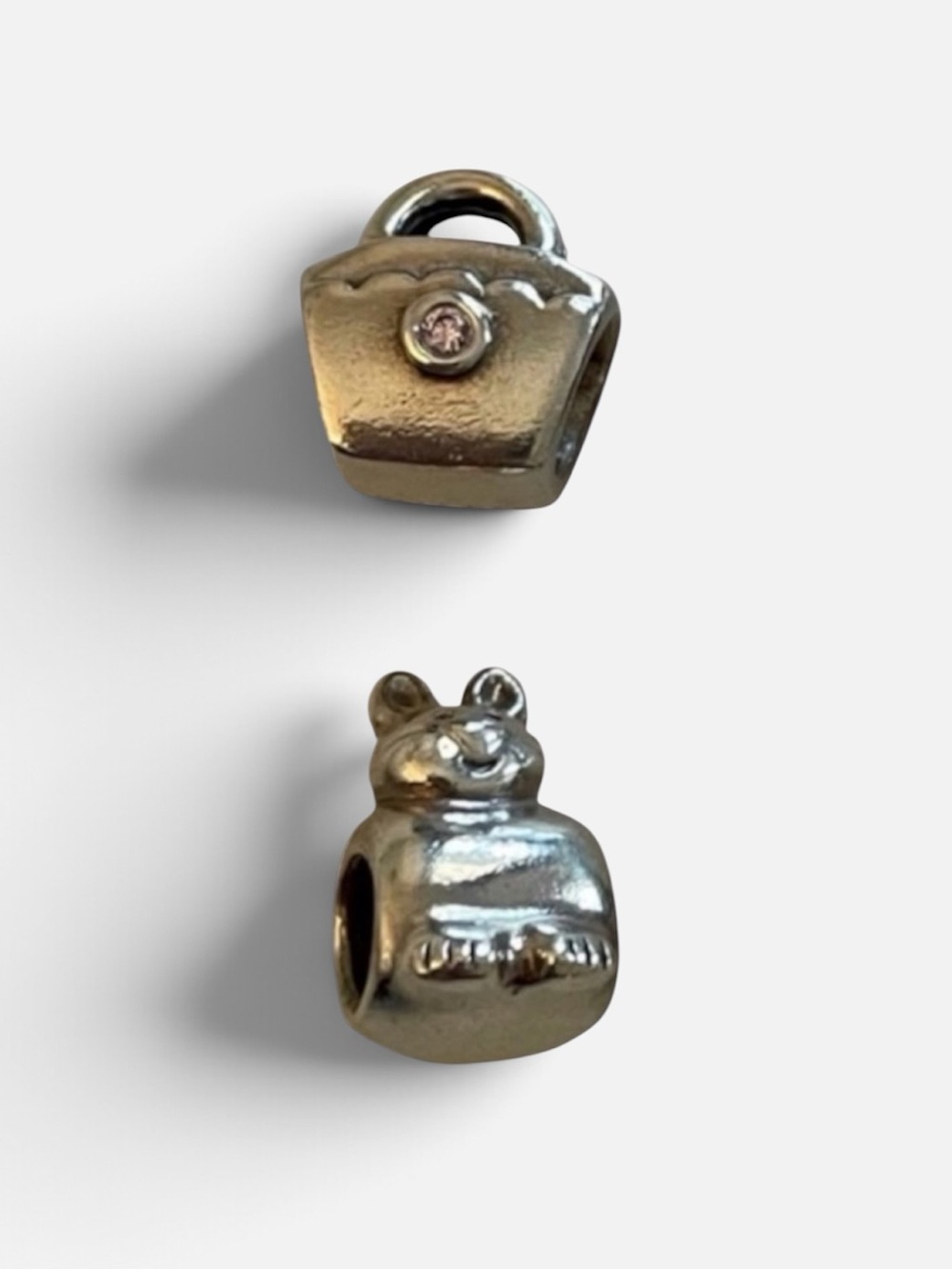 Pandora charms — handbag and bunny